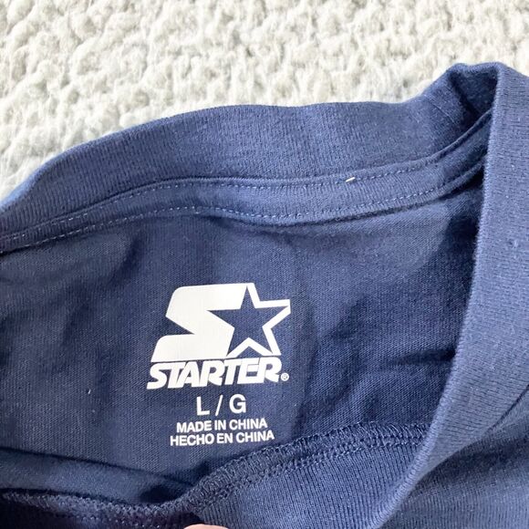 Starter New England‎ Patriots Shirt Mens Large Blue Script Short Sleeve Football - Picture 5 of 8